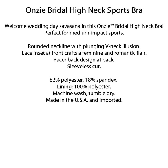 Onzie Bridal White High Neck Lace Panel Sports Bra - Picture 8 of 8